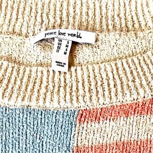 PEACE LOVE WORLD oversized style, flag summer sweater.